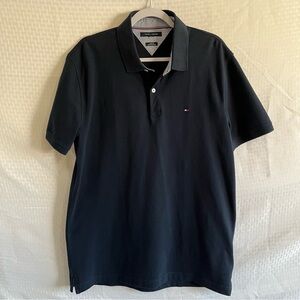 Tommy Hilfiger Slim Fit Polo Collared Short Sleeve Shirt Navy Blue Size XL